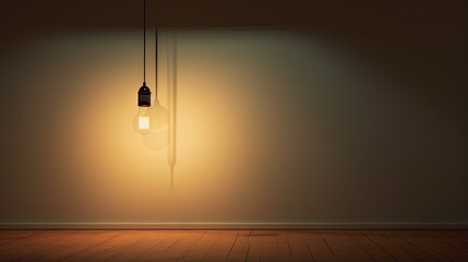 Sticker -  a light bulb hanging from a ceiling in a room with a wooden floor.  generative ai