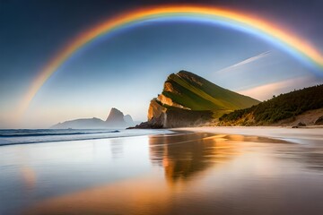 Wall Mural - rainbow over the sea