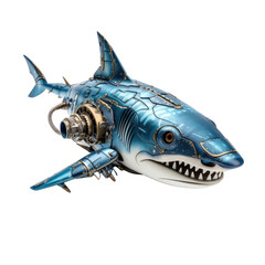 Wall Mural - Mechanical shark on transparent background