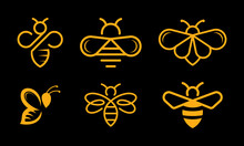 Set Of Honey Bee Animals Logo Design With Creative Element Premium Vector

