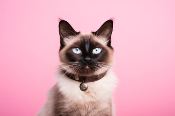 Wall Mural - balinese cat wearing a pirate hat against a pastel or soft colors background