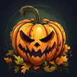 Frightful Halloween Pumpkin on dark background