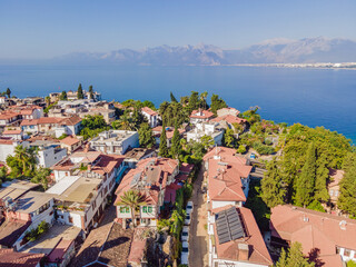 Wall Mural - View of old Antalya from a drone or bird's eye view. This is the area of the old city and the old harbor