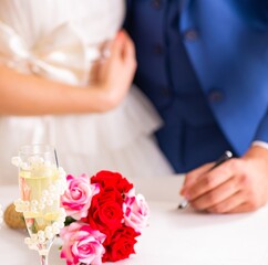 Wall Mural - Wedding ceremony with wife and husband