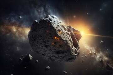 Wall Mural - a close-up of an asteroid in space