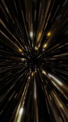 Wall Mural - Vertical video - glowing golden stars in space background. Flying through a galaxy of gold stars and particles at super fast hyperspace warp speed. Looping, full HD cosmic motion background animation.