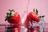 Fototapeta Kosmos - strawberry in water