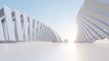 Poster - Futuristic white architecture background 3d render