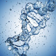 Canvas Print - Splashes of water shaped of a DNA molecule. 3d render