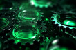 Green glass abstract background with gears tec wallpaper 
