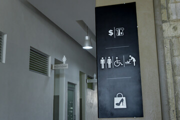 sign for accessible toilets for people with disabilities in wheelchairs in a public area