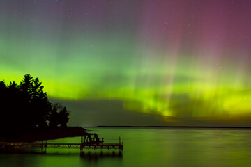 lighting up the dock of the bay: aurora over manitoulin island