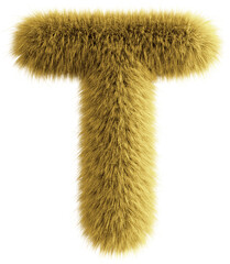 Canvas Print - Yellow 3D Fluffy Letter T