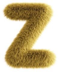 Poster - Yellow 3D Fluffy Letter Z