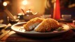 Through an expert lens, the intricate details of chicken katsu are unveiled a perfectly fried chicken fillet boasting a panko breadcrumb coating, crisped to perfection and begging to be