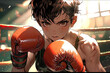anime manga portrait of woman boxing