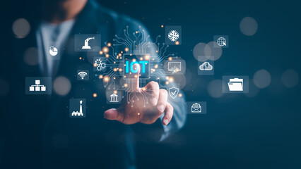 Aufkleber - IoT, internet of things, Digital transformation technology strategy, transformation of ideas and the adoption of technology in business in the digital age, enhancing global business capabilities. Ai
