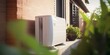 A central air conditioning unit in front of a building, Generative AI.