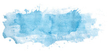 Light Blue Watercolor Background. Artistic Hand Paint. Isolated On Transparent Background.