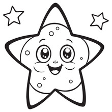  Christmas Star WIth A Happiness Line Art Coloring Page Vector Illustration