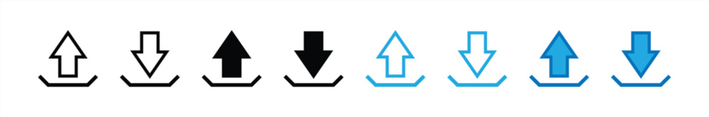 Fototapete - download and upload icon set. simple buttons arrow up and down icon symbol sign collections, vector illustration