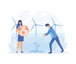 © Alwie99d - Ecology - Go green, People surrounded by natural ecological and Renewable energy symbols. flat vector modern illustration