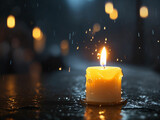 Fototapeta Natura - close up candle under rain