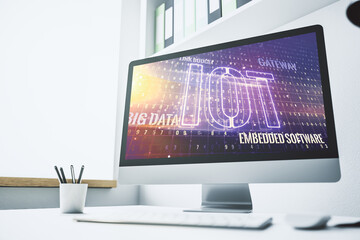 Aufkleber - Creative IOT concept on modern laptop screen. 3D Rendering