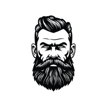 Stylish Barber Shop Logo Featuring A Dashing Man With A Beard And Mustache.