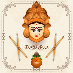 Happy Navratri and Durga puja cultural indian festival card design