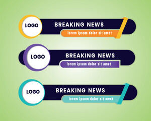Wall Mural - Stylish color full geometric modern clean lower third banner template design premium Vector, streaming sport news design
