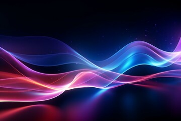 Wall Mural - Futuristic background with bright neon waves and electrifying light effect. Generative AI