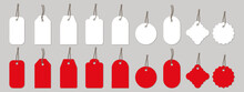 Price Tag Big Set. Sale And New Label Collection Set In Red And White Colors. Set Labels On Isolated Background. Vector EPS 10