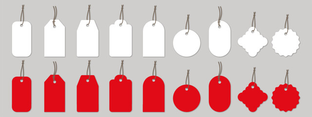 Aufkleber - Price tag big set. Sale and New Label collection set in red and white colors. Set labels on isolated background. Vector EPS 10