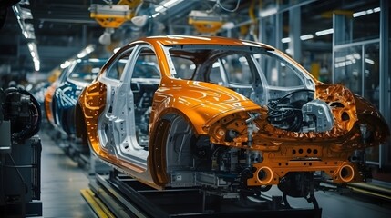 Wall Mural - Automobile assembly line production
