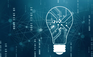 Poster - Bulb illustration on technology background, Future technology, innovation background, creative idea concept, Abstract technology background