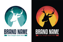 Simple Deer Silhouette Illustration Logo Vector Design
