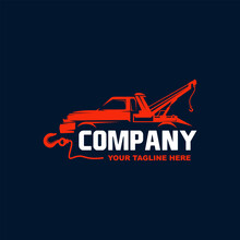 Illustration Vector Graphic Of Towing Truck Service Logo Design. Suitable For The Automotive Company, Logo, Illustration, Animation, Etc.