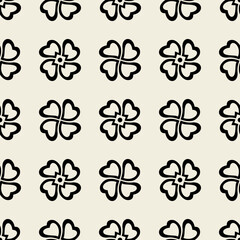 Wall Mural - flower geometric pattern design. seamless floral background with outline flower icons. vector illust