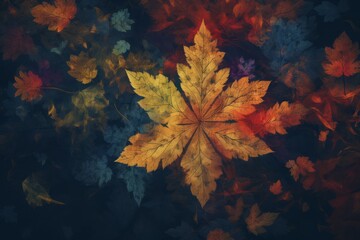 Poster - Colorful leaves autumn background. Season nature. Generate Ai