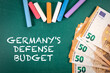 Germany's defense budget. Euro money on a green chalkboard background