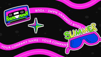 Sticker - Colorful company card with name and abstract print