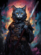 a cat warrior with sword
