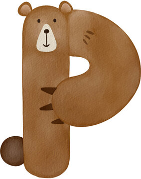 Bear Alphabet lettter PNG paper texture