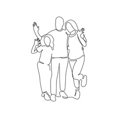 Canvas Print - One line art drawing  family