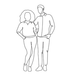 Sticker - One line drawing. A man and a woman are hugging.
Fashionable couple style.
