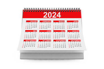Fototapete - 2024 Year Desktop Calendar. 3d Rendering