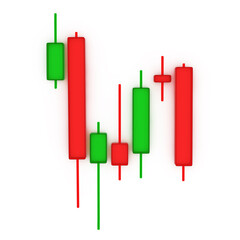 Fototapete - Glass Green and Red Trading Financial Candlesticks Pattern Chart. 3d Rendering