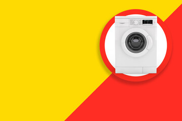 Aufkleber - White Modern Washing Machine Label Tag with Free Space for Your Design. 3d Rendering