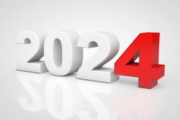 Poster - New Year 2024 3d Sign. 3d Rendering